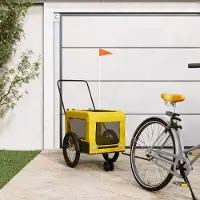 Prolenta Maison Exclusive - Fietsaanhanger voor honden, geel en zwart, gemaakt van Oxford-stof en metaal
