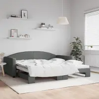 Prolenta Maison Exclusive - Uittrekbaar dagbed, donkergrijs, 100x200 cm, gestoffeerd