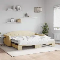 Prolenta Maison Exclusive - Uittrekbaar dagbed, crème kleur, 90x200 cm, stof