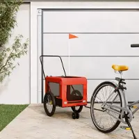 Prolenta Maison Exclusive - Fietsaanhanger voor honden, oranje en zwart, gemaakt van Oxford-stof en metaal