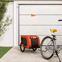 Prolenta Maison Exclusive - Fietsaanhanger voor honden, oranje en zwart, gemaakt van Oxford-stof en metaal