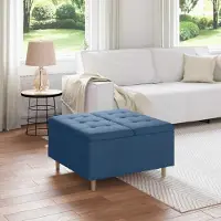 Prolenta Maison Exclusive - Ottoman met opbergruimte, blauw, 80 x 80 x 45 cm, gestoffeerd