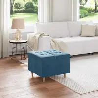 Prolenta Maison Exclusive - Ottomaan met opbergruimte, blauw, 60 x 60 x 45 cm, fluweel