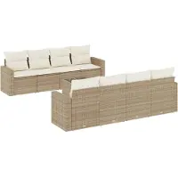 vidaXL 9-delige Loungeset met kussens poly rattan beige