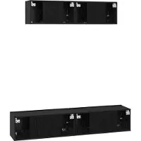 Syfax Tv-meubelset Wandgemonteerd 4 pcs Zwart Eiken Bewerkt hout
