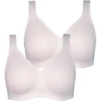 Ulla Popken - Dames - Microvezel-beha set van 2 zonder beugel voorgevormde cups - Sneeuwwit - Maat 95C