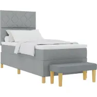 vidaXL Boxspring bed met kussen Lichtgrijs 200 x 100 cm Stof
