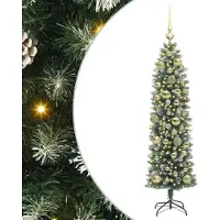 Syfax Kunstmatige slanke kerstboom met 150 LED Groen en Wit 120 cm