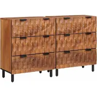 Syfax Dressoir 2 st 60 x 33 x 75 cm Massief Mango Hout