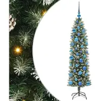Syfax Kunstmatige slanke kerstboom met 150 LED Groen en Wit 150 cm