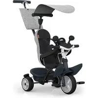 Smoby Driewieler, Baby Driver, grijs, 3-in-1, verstelbare duwstang, geschikt voor kinderen van 10 maanden tot 3 jaar, stille wielen, afneembare en wasbare bekleding