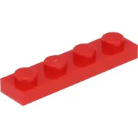 LEGO Platte steen 1x4 (3710) - 100 stuks, rood