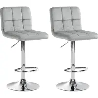 CLP Set van 2 barkrukken, model Peru, bekleding: fluweel, kleur: bruin, frame: chroom