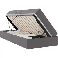 vidaXL Opslag bed met matras met opslag 2 st Grijs Leer