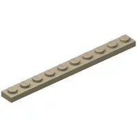 LEGO 1x10 Platen 4477 - 10 stuks, donkerbeige