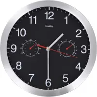 Syfax Wandklok met quartz-mechanisme hygrometer thermometer 30 cm zwart