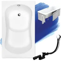Badland ARIA REHAB ligbad 120 x 70 cm wit met styropor ombouw