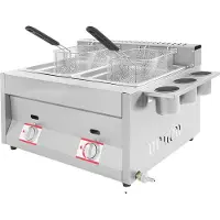 OEM Gasfriteuse, model met dubbele tank, roestvrijstalen constructie, lichtgrijs