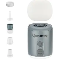 RockBros Qunature 1600mAh Mini-luchtpomp, 4,5 kPa, oplaadbare elektrische luchtpomp, geschikt voor kamperen, grijs, met paddenstoelvormige lampenkap