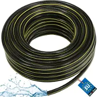 KOTARBAU Tuinslang, PVC, 50 m, Zwart Geel, 1/2 Inch, Versterkte Tuinslang, Waterslang Voor Tuin, Flexibel Duurzaam, 4-Lagen, Bewateringsslang, Tuinbewateringsslang