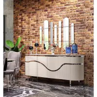 AEA Sideboard Spiegel Esszimmer Holz Esszimmer Set Gruppe Design Garnitur 5tlg