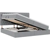 vidaXL Opslag bed met matras met opslag Lichtgrijs 200 x 200 cm Stof