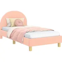 Syfax Bedframe voor kinderen met hoofdbord Roze 80 x 160 cm Bouclé