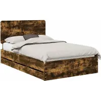 Syfax Bedframe met lade Gerookt eiken 120 x 190 cm Ingenieurshout