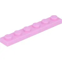 LEGO 1x6 Platte steen 3666 - 50 stuks, lichtroze