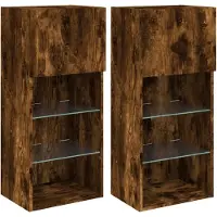 vidaXL Tv-meubels met LED-verlichting 2 st 40,5x30x90 cm gerookt eiken