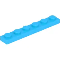 LEGO 1x6 Platte steen 3666 - 100 stuks, medium azuurblauw