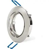 Braytron 12x Ultra-platte inbouwframe, rond, schwenkbaar, roestvrij staal, geborsteld. Inbouwspots Ø76mm. Inbouwverlichting inclusief 12x 5W GU10 LED lampen, warm wit. Plafondspots