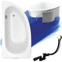 Badland MILENA hoekbad 150 x 70 cm links wit met styropor ombouw