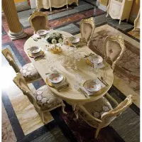 AEA Design Esszimmer Set Garnitur Holz Möbel 2x Stühle mit Armlehnen 4x Stuhl 7tlg.