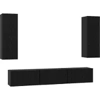 Syfax Tv-meubelset Wandgemonteerd 5 pcs Zwart Eiken Bewerkt hout