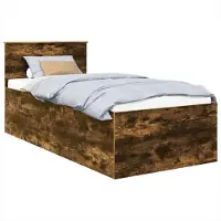 Syfax Bedframe met hoofdeinde Gerookt eiken 90 x 190 cm Bewerkt hout