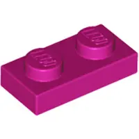LEGO 100x 1x2 Platen 3023 - Platte platen, magenta - Kleur: magenta