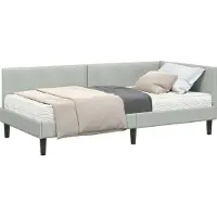 Syfax Hoekbedframe met Matras 2 st Lichtgrijs 90 x 200 cm Fluweel