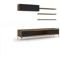 AEA Komplett Wohnwand Wandschrank Holzmöbel Modern Set 5tlg 3x Wandregale