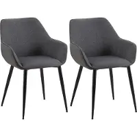 CLP Set van 2 eetkamerstoelen Vessa, fluweel - zwart