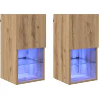 Syfax Wandgemonteerde TV-kasten 2 st Artisan Eiken Bewerkt hout