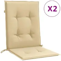 vidaXL Stoelkussens 2 st lage rug 100x50x4 cm stof gemêleerd beige