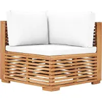 Prolenta Maison Exclusive - Hoekbank voor in de tuin met crèmekleurige bekleding, gemaakt van massief teakhout