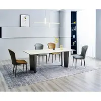AEA Esszimmergarnitur Stilvoller Esstisch Küchenstühle 4x Kunstleder Stühle