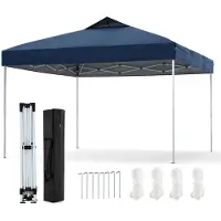 Costway Paviljoen 3x3 meter, inklapbaar paviljoen, feesttent, inklapbare tent, inclusief 8 grondpennen, 4 windtouwen en 1 draagtas, tuinpaviljoen, marineblauw