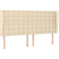 vidaXL Hoofdbord met randen 183x23x118/128 cm stof crèmekleurig