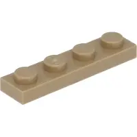 LEGO : 50 stuks platte steen 1x4 in donkerbeige