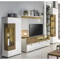 AEA Modern Set TV-Lowboard 2x Vitrine s Wohnwand Wandregal Komplett