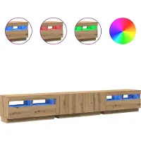 Sonstiges Tv-meubel met LED 260x35x40 cm bewerkt hout artisanaal eiken