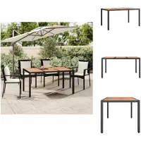 vidaXL Tuintafel met houten blad, zwart, van polyrotan en acaciahout - Tuintafels